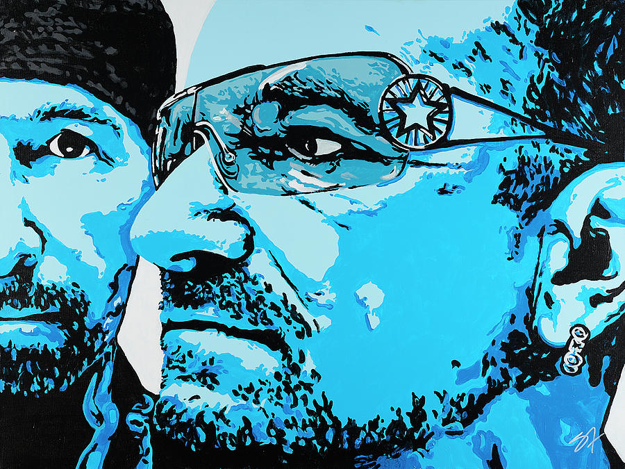 The Edge and Bono Painting by Steve Follman