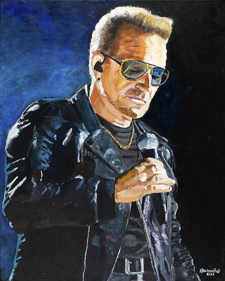 Bono from U2 Painting by Bruce Schmalfuss