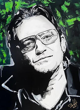 Bono U2 Painting by Sergio Gutierrez