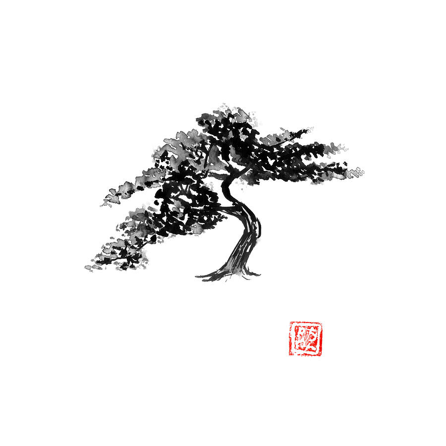 Tree Drawing - Bonsai by Pechane Sumie