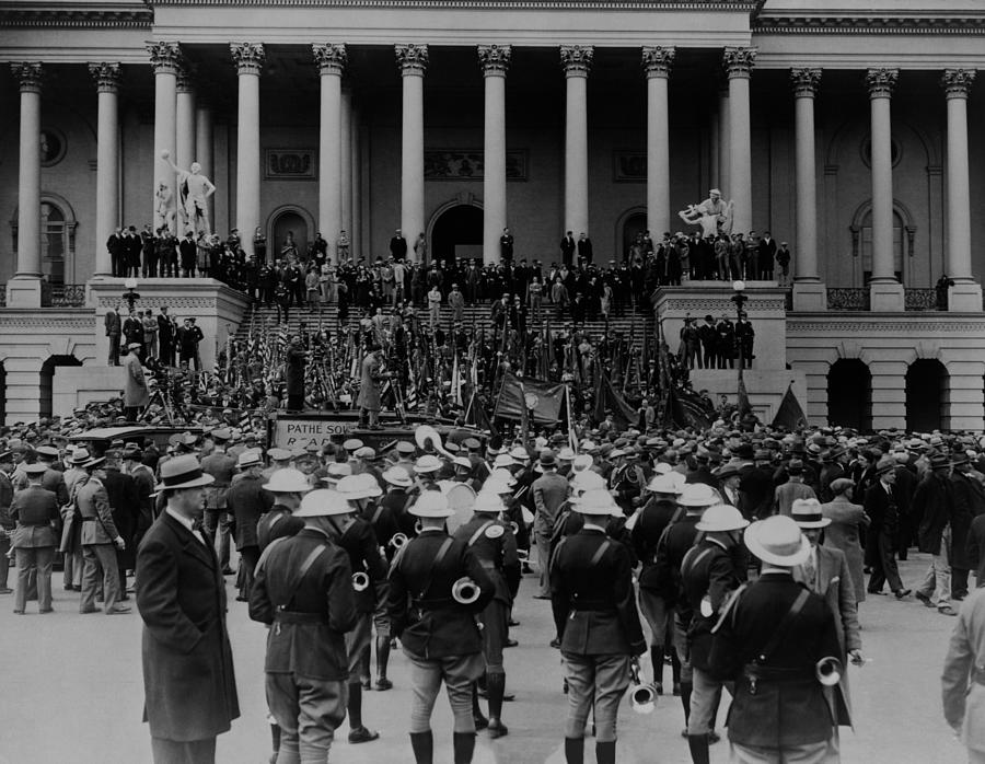 Bonus Marchers Outside The Capitol Building - 1932 Photograph by War Is Hell Store