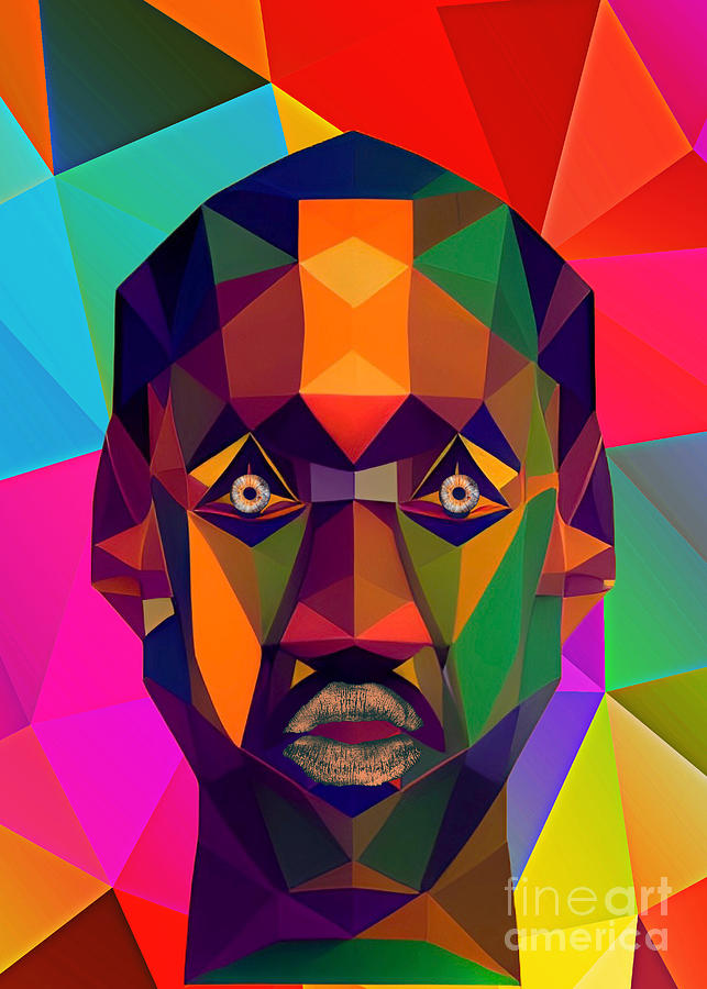 Bony Prince geometric portrait wall art Digital Art by Christina F ...