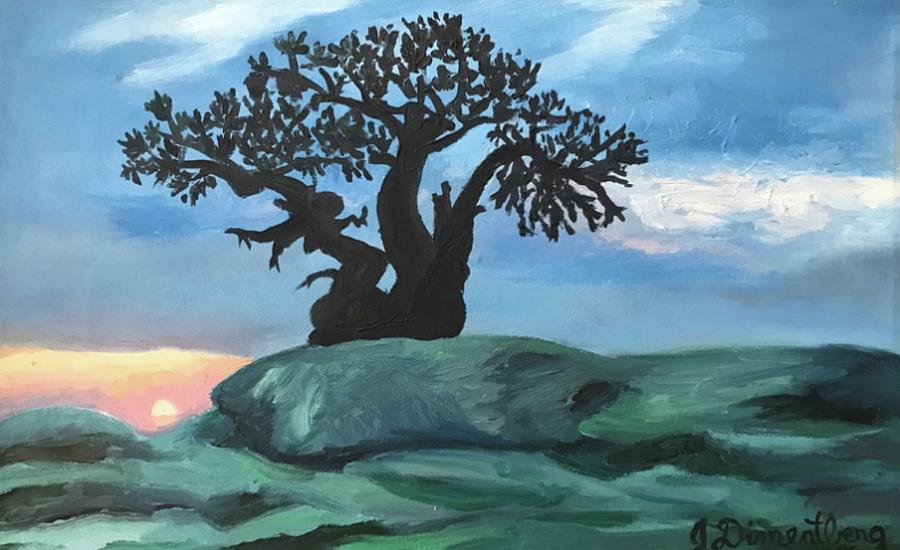 Bonzai Sunset Painting by Judy Dimentberg