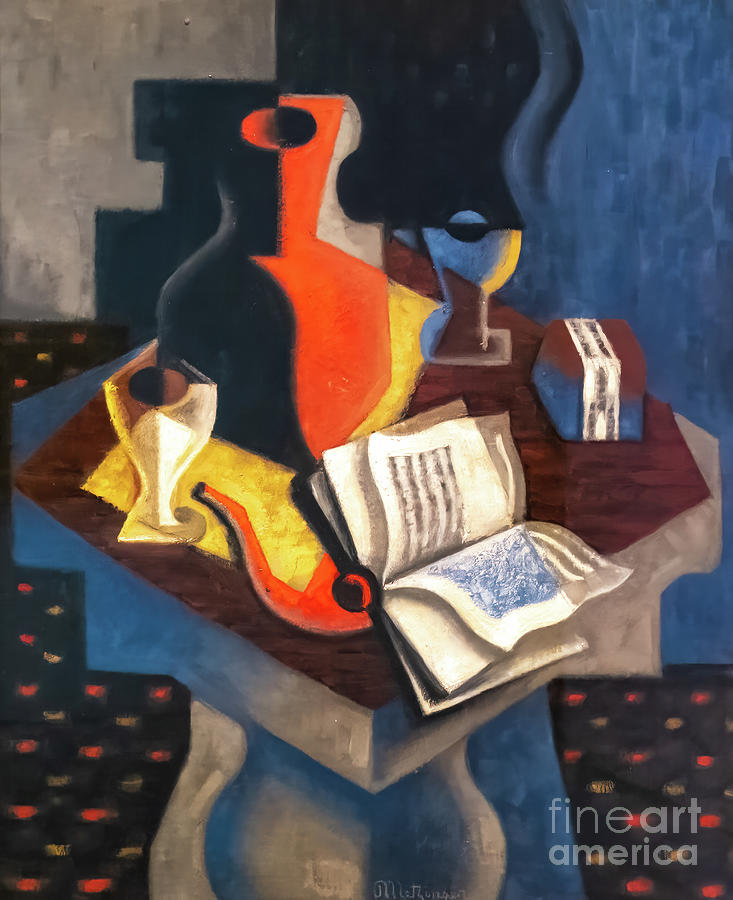 Book and Red Pipe by Jean Metzinger 1921 Painting by Jean Metzinger