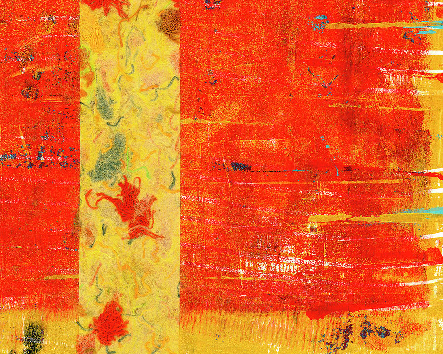 Abstract Mixed Media - Book Cover in Orange and Yellow by Carol Leigh