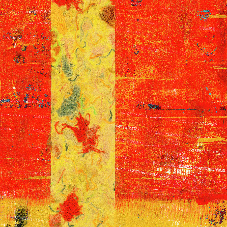 Abstract Mixed Media - Book Cover in Orange and Yellow Square by Carol Leigh