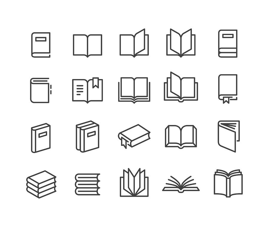 Book Icons - Classic Line Series Drawing by -victor-