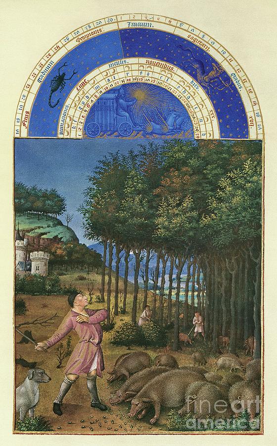 Book Of Hours - November Drawing by Granger