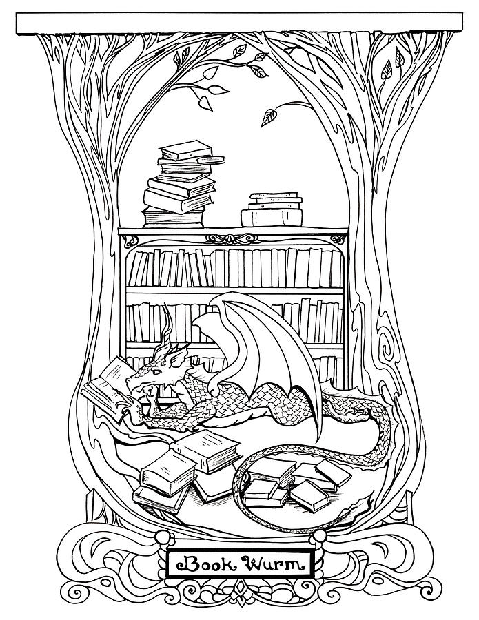 Book Wurm Drawing by Katherine Nutt