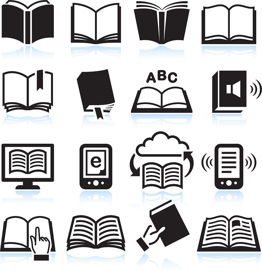 Books black & white royalty free vector icon set Drawing by Bubaone