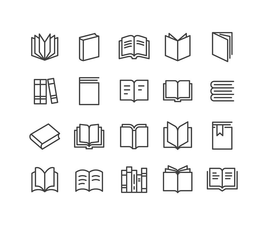 Books Icons - Classic Line Series Drawing by -victor-