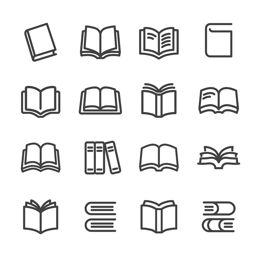 Books Icons - Line Series Drawing by -victor-