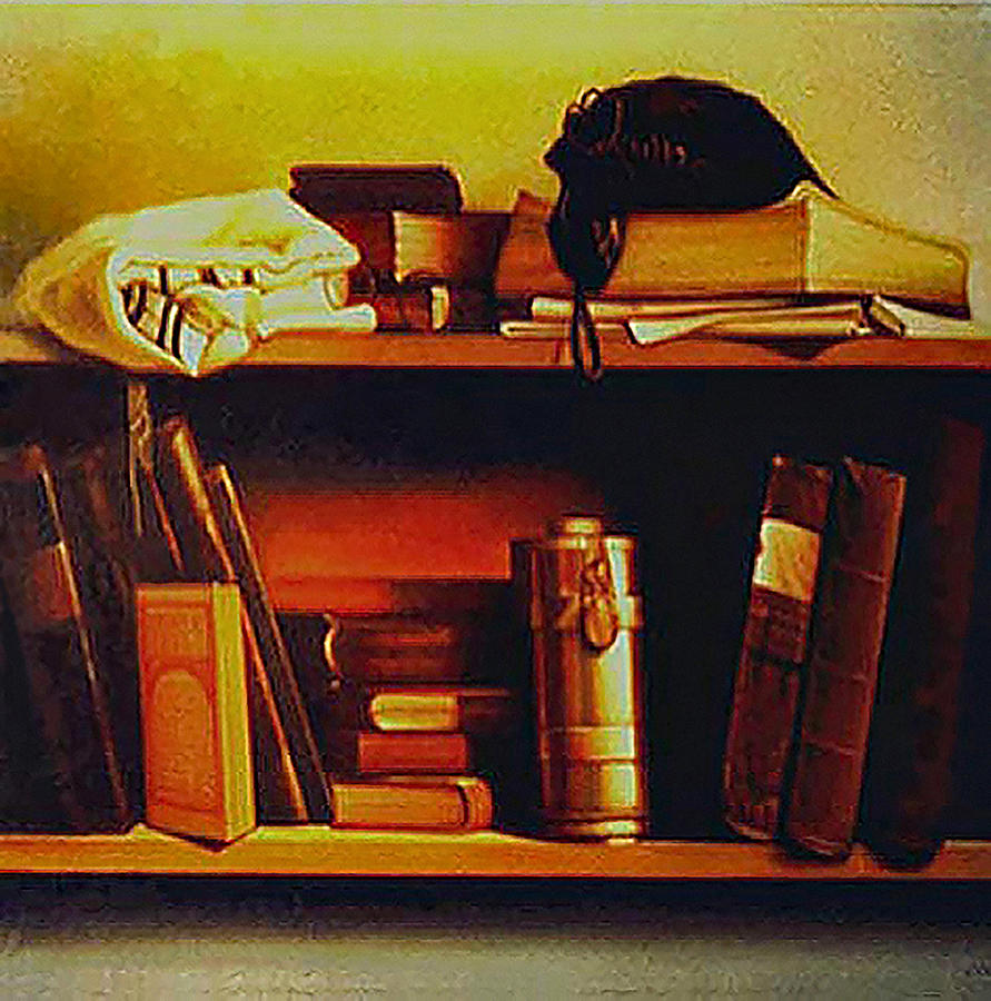 Books on a Shelf. Painting by Eduard Gurevich Fine Art America