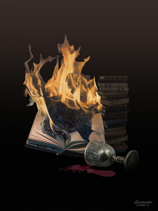 Books on Fire Digital Art by Spadecaller