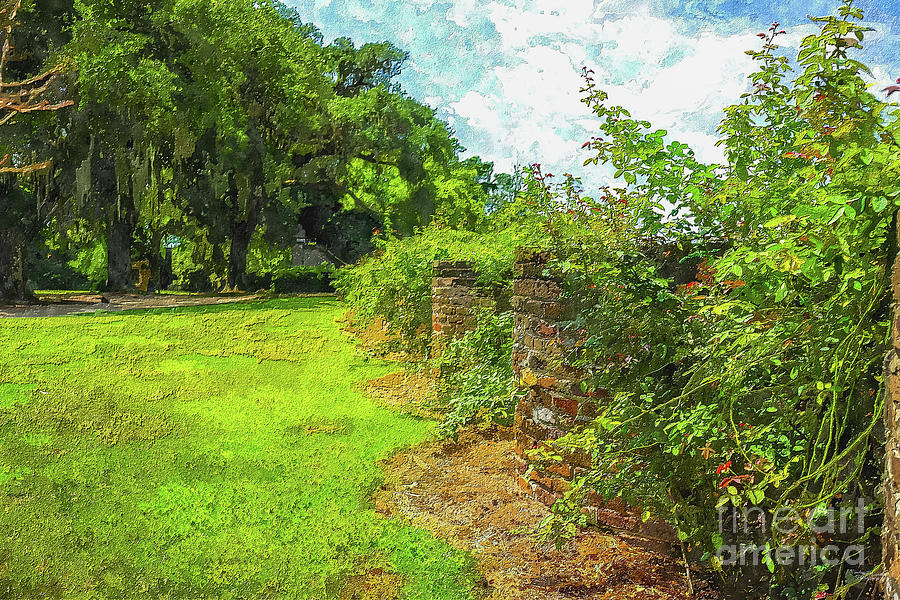 Boone Hall Curved Wall Painterly Digital Art by Jennifer White