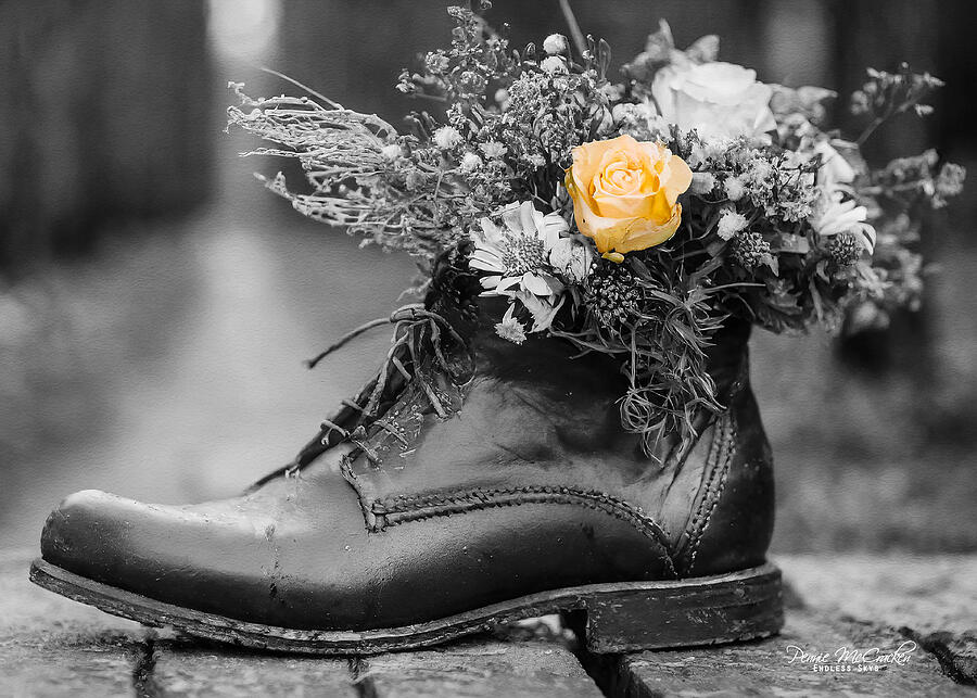 Boot Plant Holder Photograph by Pennie McCracken Boot Plant Holder Photograph by Pennie McCracken