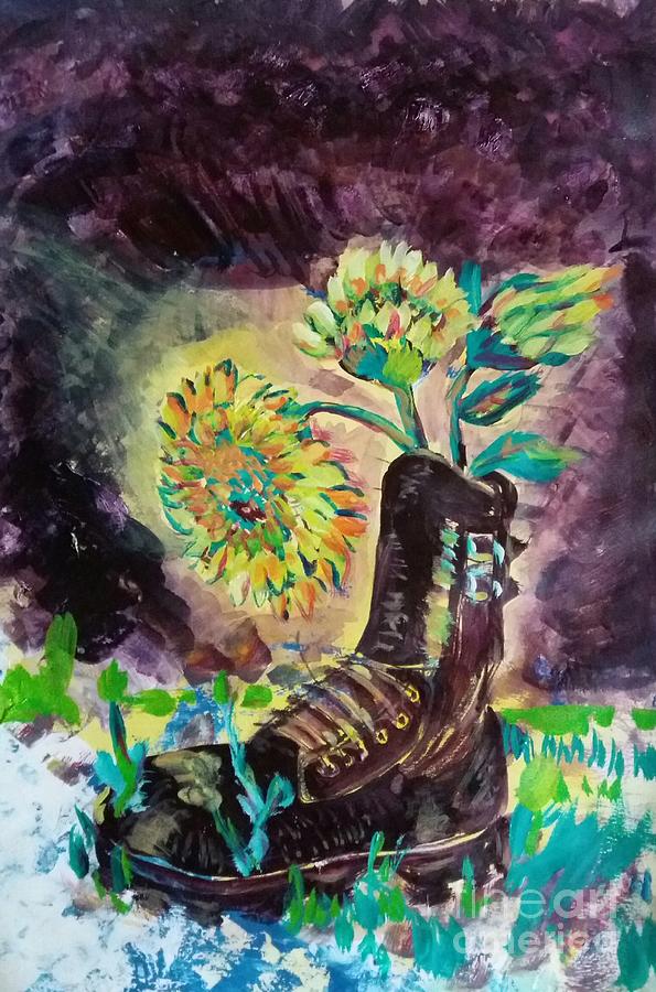 Boot with Sunflower Painting by James McCormack