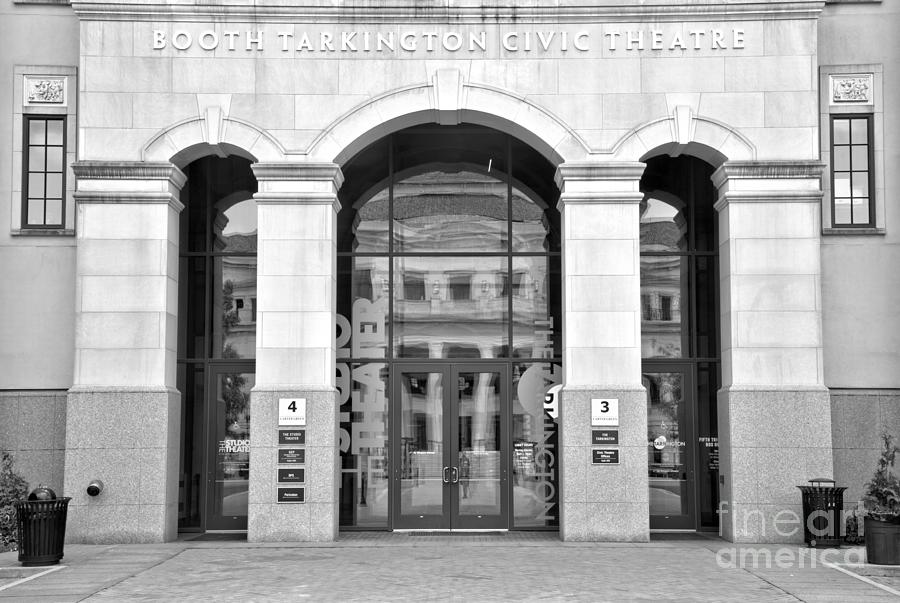 Booth Tarkington Theater Entrance Carmel Indiana Black And White Photograph by Adam Jewell