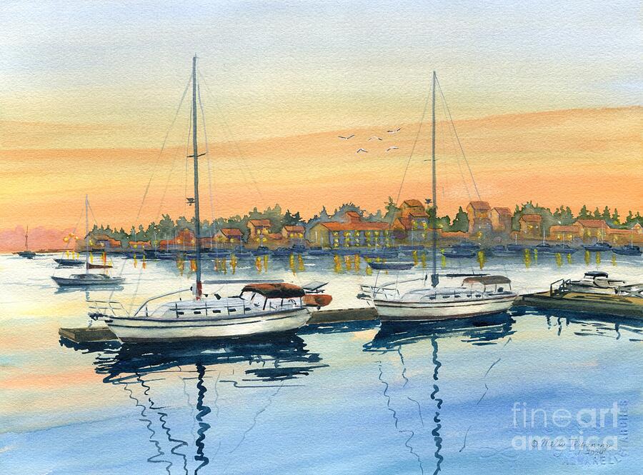 Boothbay Harbor Sunset  Painting by Melly Terpening
