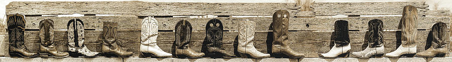 Boots Boots Boots, Sepia Photograph by Don Schimmel