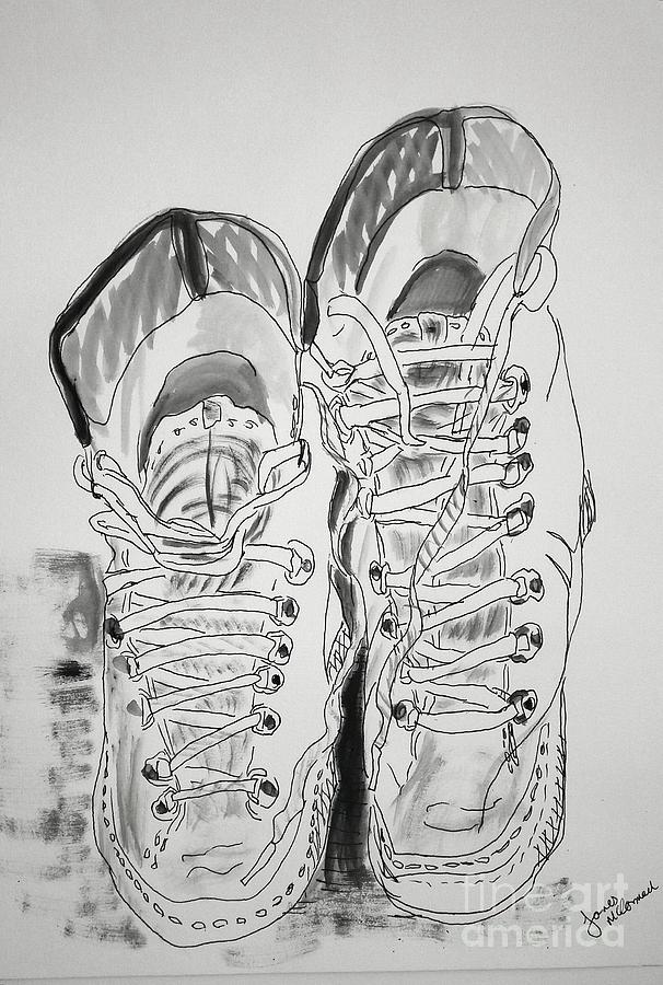 Boots In Black And White Drawing by James McCormack