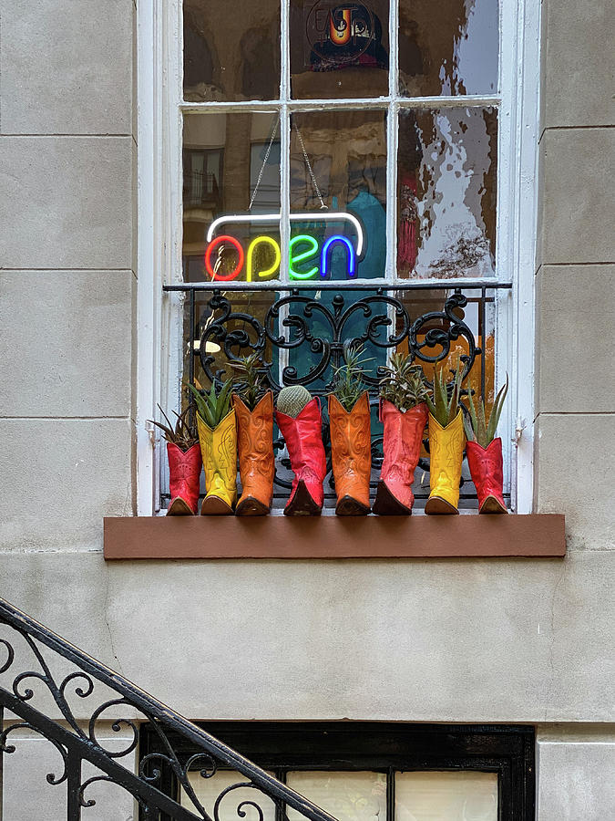 Boots in the Window Photograph by Dawna Moore Photography