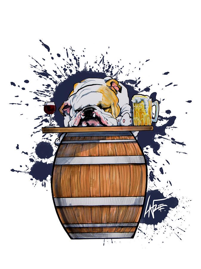 Beer Drawing - Boozy Bulldog by John LaFree