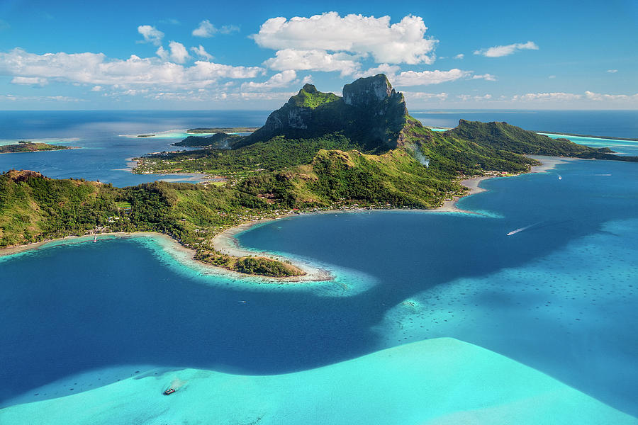Bora Bora - aerial view of the island and the lagoon Photograph by Olivier Parent