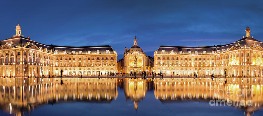 Bordeaux, water mirror at night Photograph by Delphimages Photo Creations