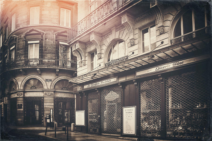 Bordeaux France A Typical French Street Scene Vintage Sepia  Photograph by Carol Japp