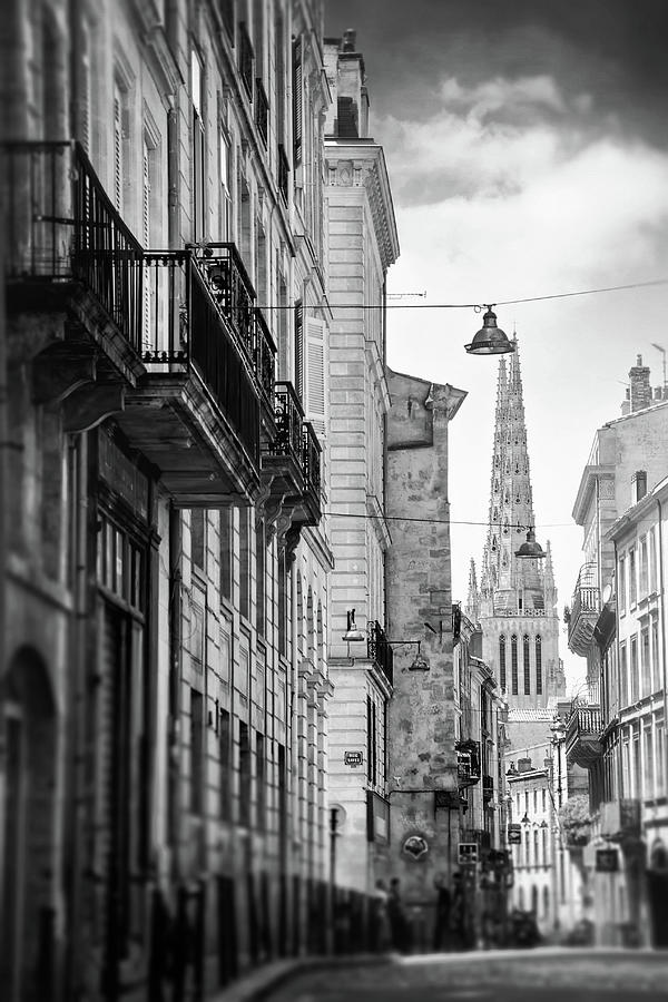 Bordeaux France Old Town Streets Black and White Photograph by Carol Japp