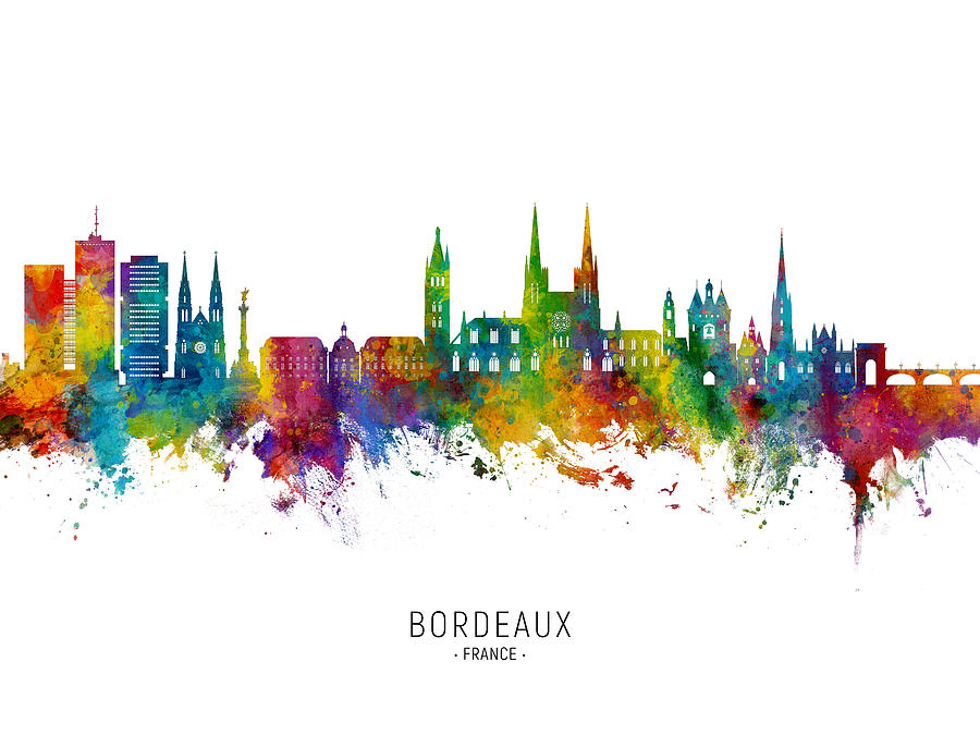 Bordeaux France Skyline #22 Digital Art by Michael Tompsett