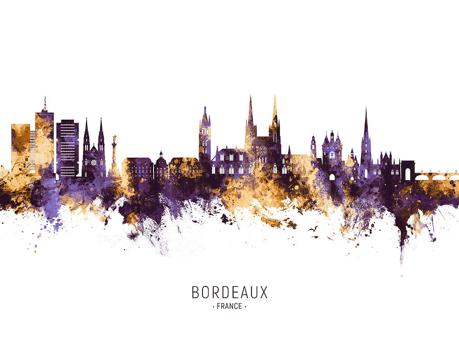 Skyline Digital Art - Bordeaux France Skyline #24 by Michael Tompsett