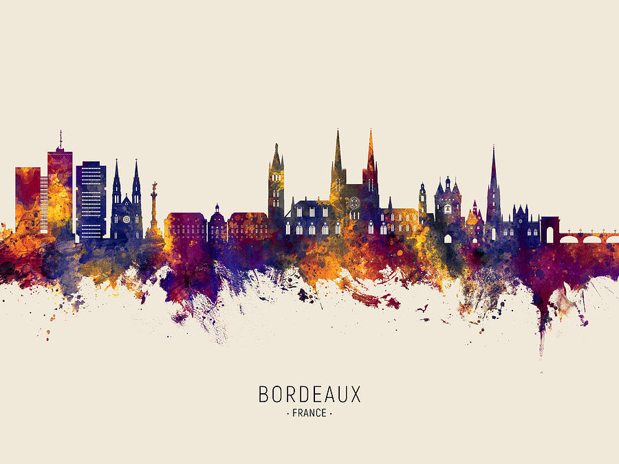 Skyline Digital Art - Bordeaux France Skyline #27 by Michael Tompsett