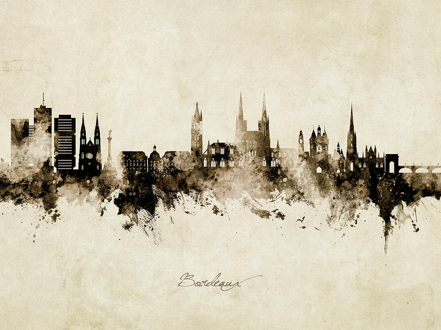 Bordeaux France Skyline #28 Digital Art by Michael Tompsett