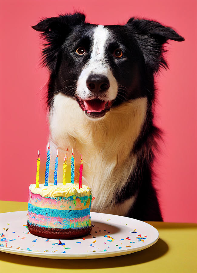 Border collie birthday Digital Art by Timmy Prints - Pixels