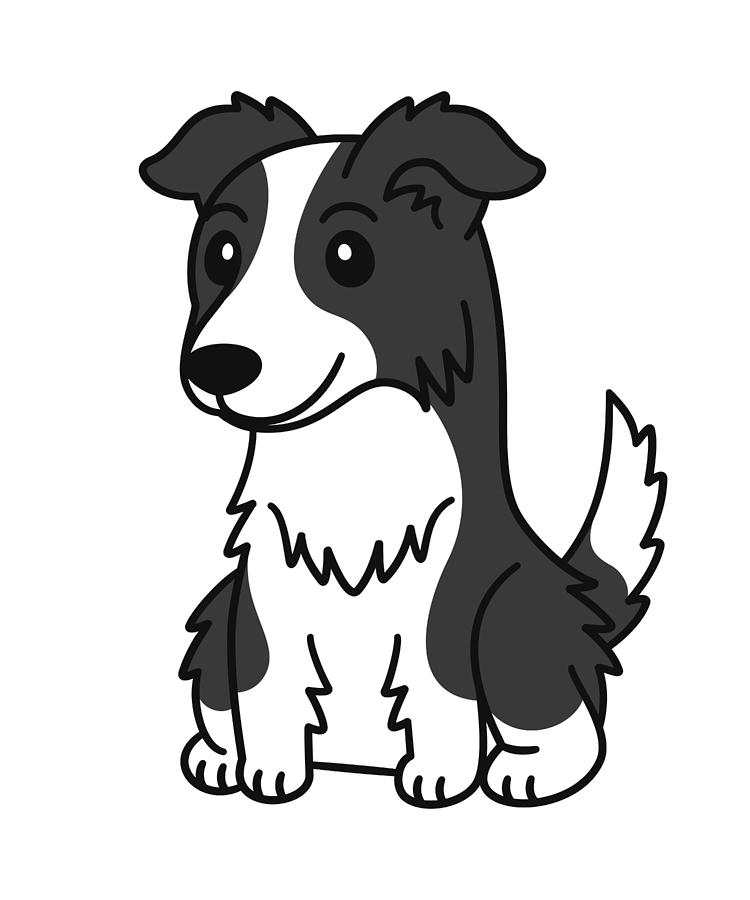 Border Collie Cute Cartoon Digital Art by Jeff Chen - Pixels