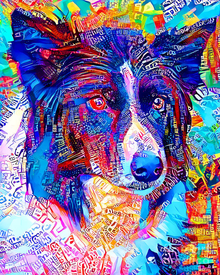 Border Collie Dog Dog In Vibrant Modern Contemporary Urban Style 20211007 Photograph by Wingsdomain Art and Photography