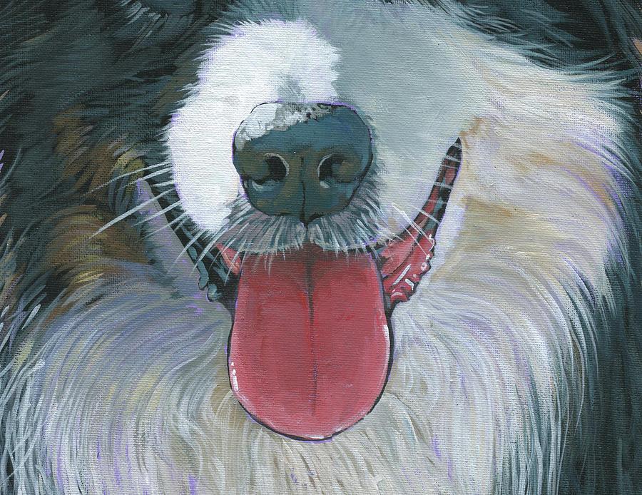 Border Collie Mask Painting by Nadi Spencer