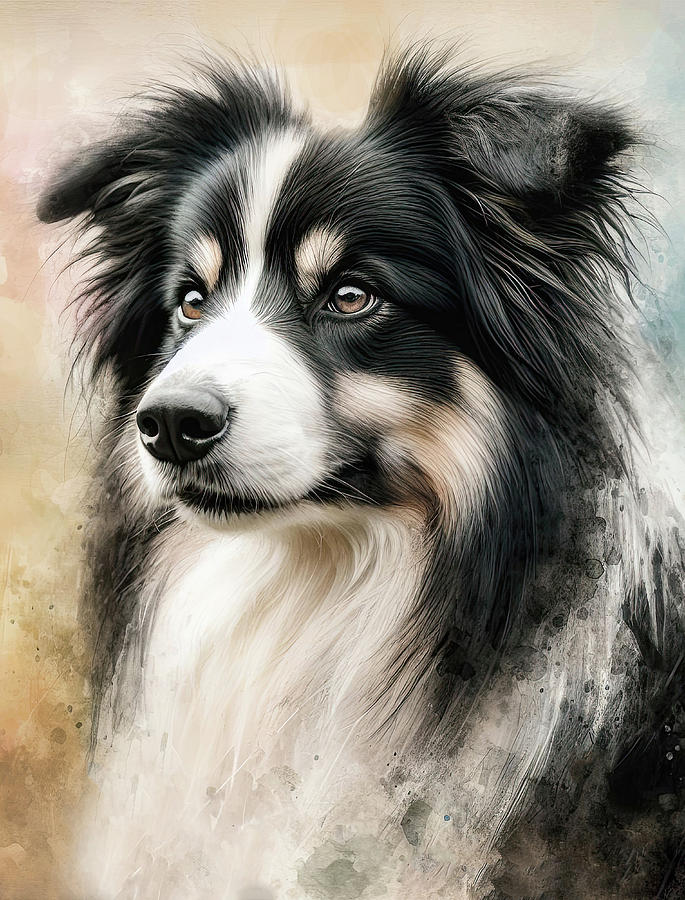 Border Collie Portrait  Digital Art by HH Photography of Florida