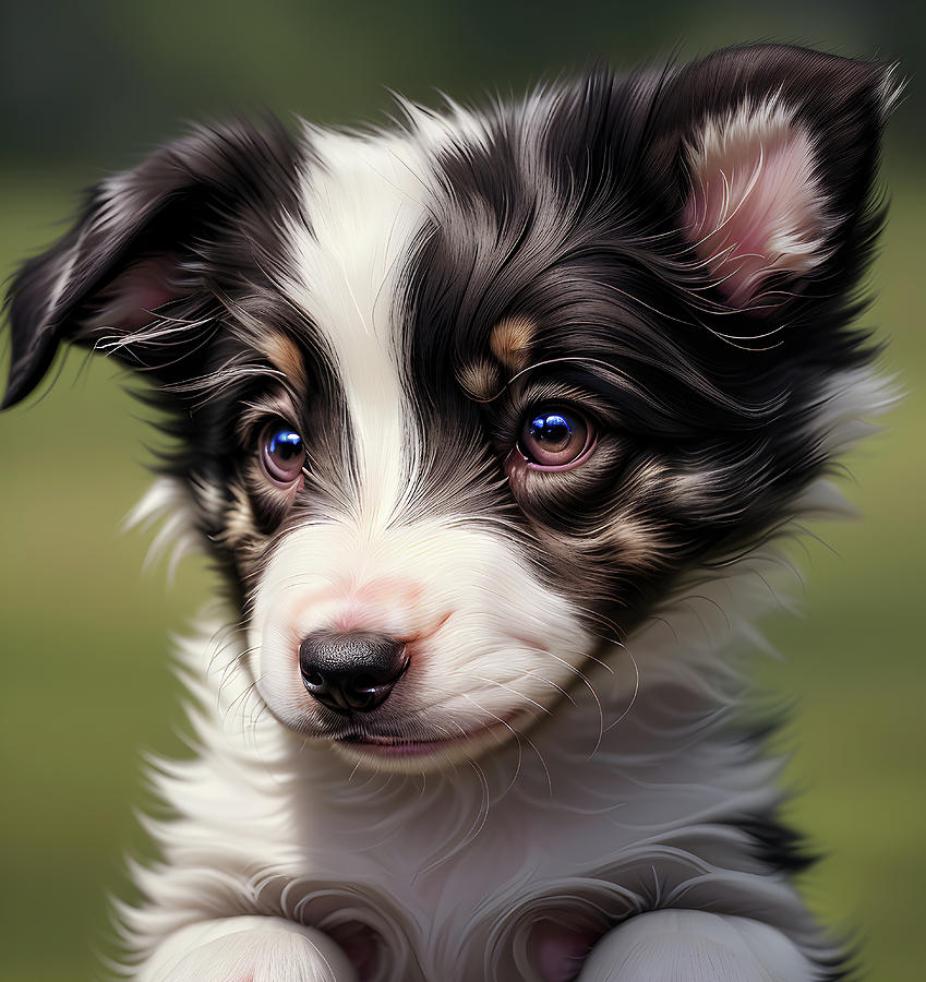 Border Collie Puppy Portrait  Digital Art by Ray Shrewsberry