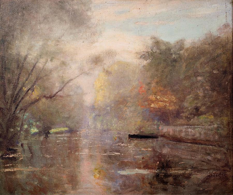 Bords de riviere en automne Painting by Edmond Leroy dit Leroy-Dionet ...