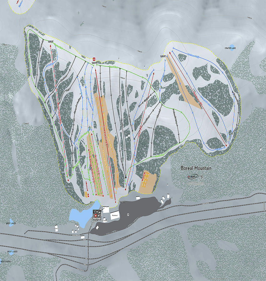 Boreal Ski Resort Map Digital Art by Powder Addicts Fine Art America