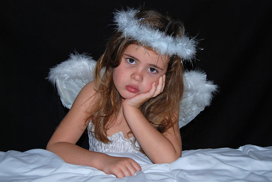 Bored Little Angel Photograph by Sharon Vos-Arnold