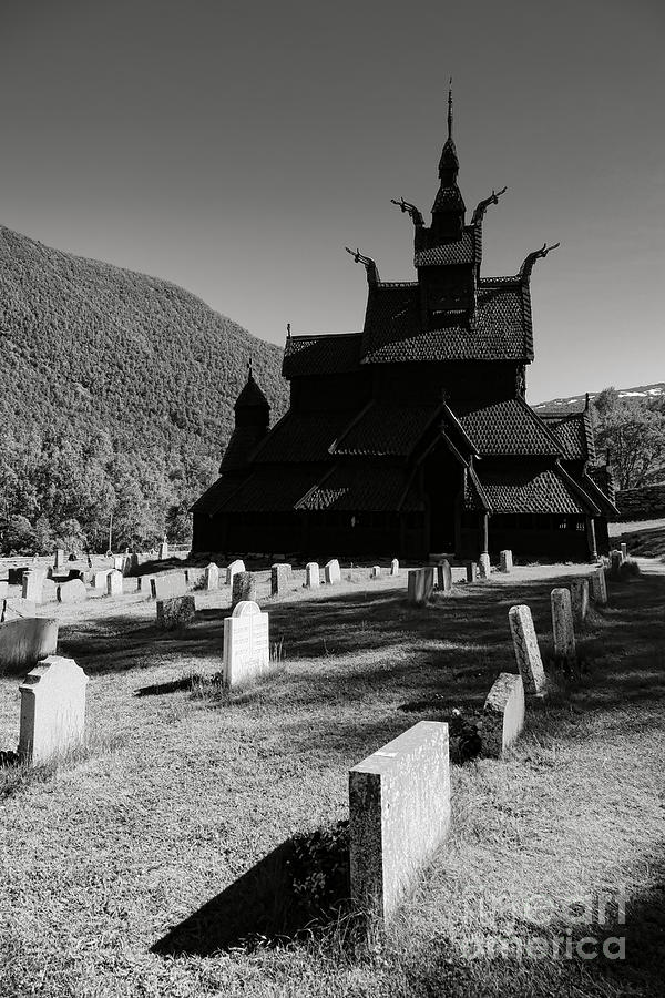 Borgund Stave Church and Cemetery Photograph by Olivier Le Queinec