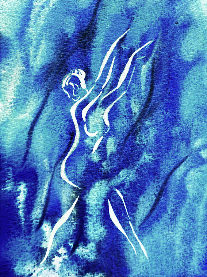 Born From The Ocean Teal Blue Ultramarine Waters Painting by Irina Sztukowski