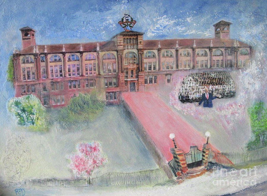 Boroughmuir Old School - Past and Present Painting by Richard James Digance