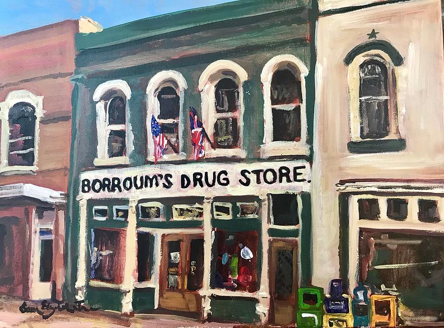 Borroums Drug Store Painting by Susan Elizabeth Jones