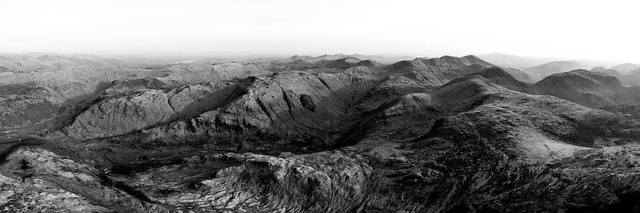 Borrowdale Aerial Black and White Lake District Photograph by Sonny Ryse