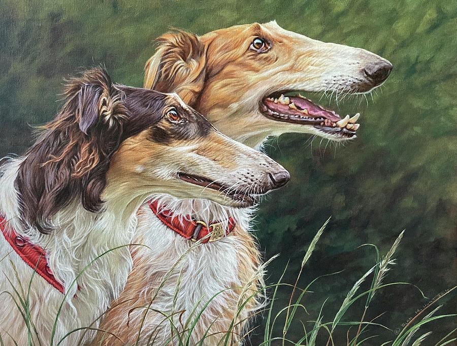 Borzoi Dogs Painting by Alan M Hunt